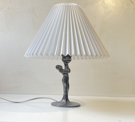 Art Deco French Table Lamp in Pewter, 1930s-LCR-1816418