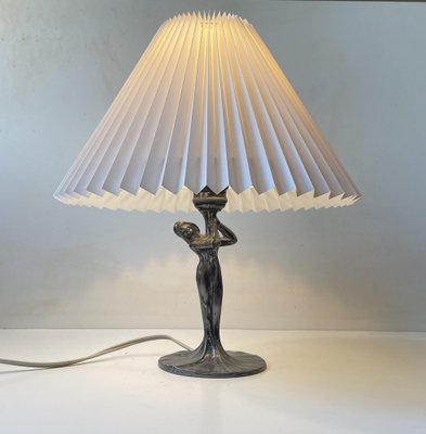 Art Deco French Table Lamp in Pewter, 1930s-LCR-1816418