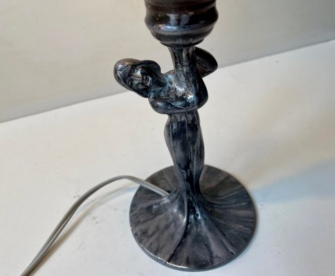 Art Deco French Table Lamp in Pewter, 1930s-LCR-1816418