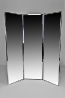 Art Deco French Triptych Mirror in Leather from Coco Chanel Workshop, 1930-XNH-1816674