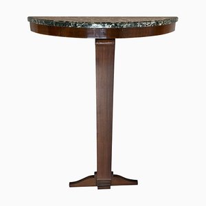 Art Deco French Wood and with Marble Top Demi Lune Console Table, 1930s-CXC-1453727