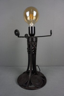 Art Deco French Wrought Iron Table Lamp by Charles Schneider-HPP-1404012