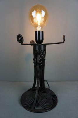 Art Deco French Wrought Iron Table Lamp by Charles Schneider-HPP-1404012