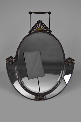 Art Deco French Wrought Iron Wall Mirror by Edgar-William Brandt, 1920s-XNH-703435