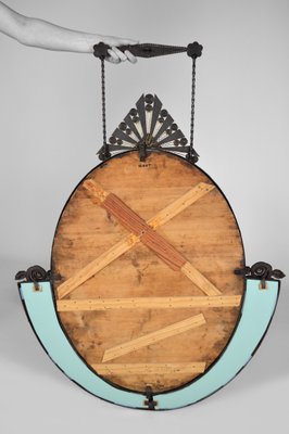 Art Deco French Wrought Iron Wall Mirror by Edgar-William Brandt, 1920s-XNH-703435