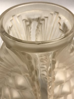 Art Deco Frosted Glass Vase with Pine Cone Motif by Etling, 1930s-SAK-1797361