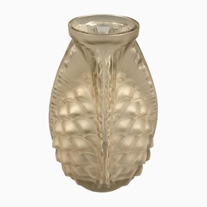 Art Deco Frosted Glass Vase with Pine Cone Motif by Etling, 1930s-SAK-1797361