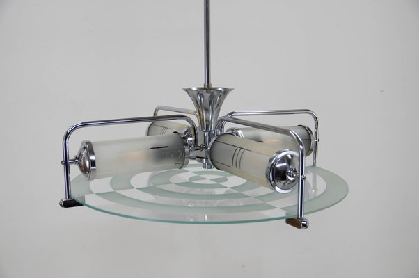 Art Deco Functionalist Tubular Chandelier, 1930s-TZ-1752015