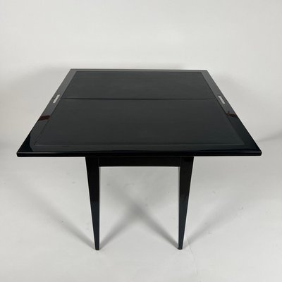 Art Deco Games Table in Black Lacquer, Red and Black Leather, France, 1930s-NNB-2036471