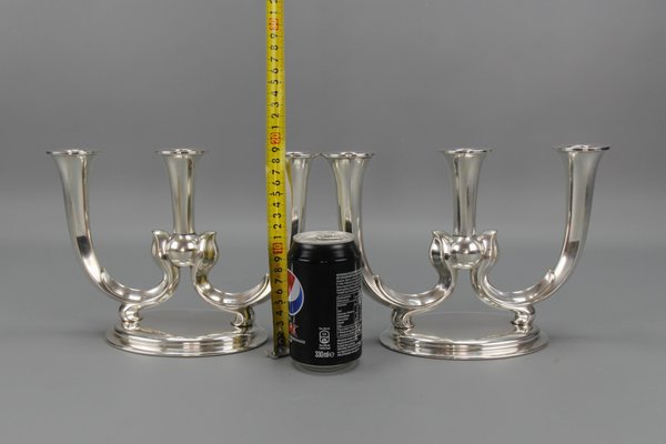 Art Deco German 3-Arm Candleholders from WMF, 1930s, Set of 2-KEG-1473215