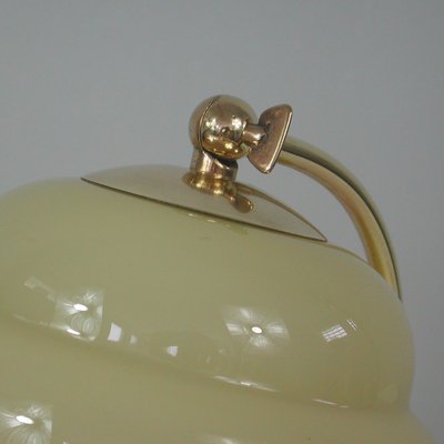 Art Deco German Bauhaus Brass and Opaline Table Lamp, 1930s-OE-1257855