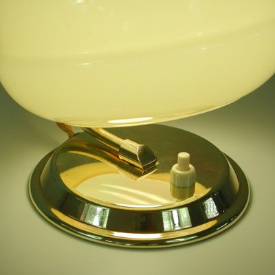 Art Deco German Bauhaus Brass and Opaline Table Lamp, 1930s-OE-1257855