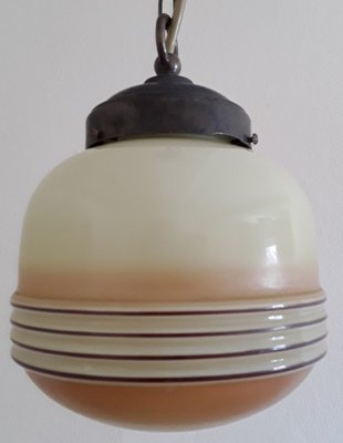 Art Deco German Beer Glass Shade Ceiling Lamp, 1930s-HOI-1364548