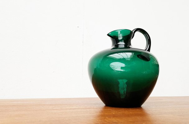 Art Deco German Green Glass Jug by Prof. Bruno Mauder for Zwiesel Theresienthal, 1930s-UAH-1821361