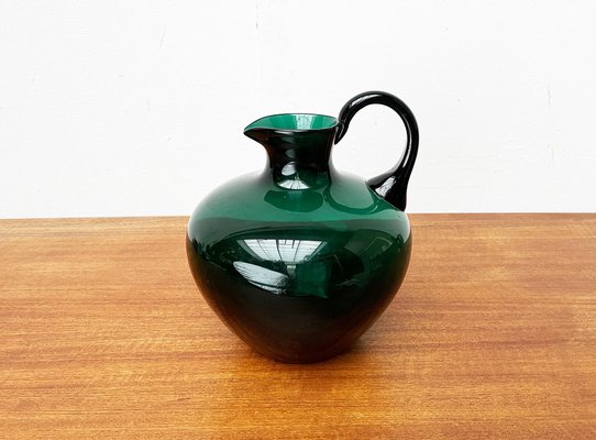 Art Deco German Green Glass Jug by Prof. Bruno Mauder for Zwiesel Theresienthal, 1930s-UAH-1821361