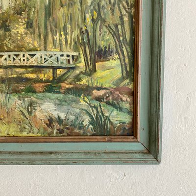 Art Deco German Landscape Painting, 1920s, Oil on Wood, Framed-FB-1251175