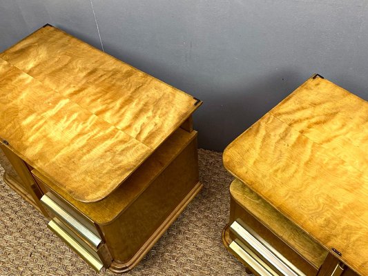 Art Deco German Maple Bedside Tables, 1930s, Set of 2-WZZ-1755077