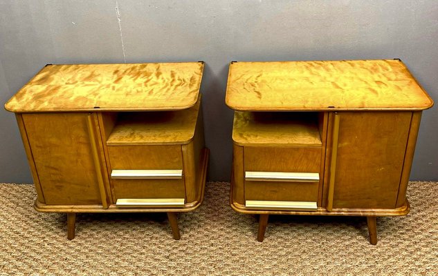 Art Deco German Maple Bedside Tables, 1930s, Set of 2-WZZ-1755077