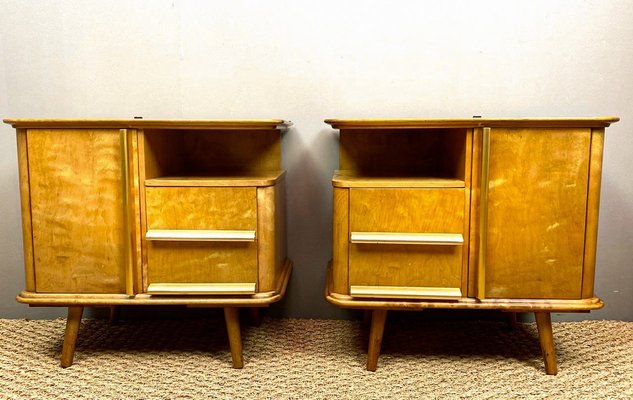 Art Deco German Maple Bedside Tables, 1930s, Set of 2-WZZ-1755077