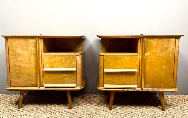 Art Deco German Maple Nightstands, 1930s, Set of 2-WZZ-715784