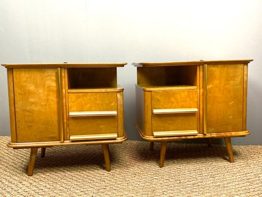 Art Deco German Maple Nightstands, 1930s, Set of 2-WZZ-715784