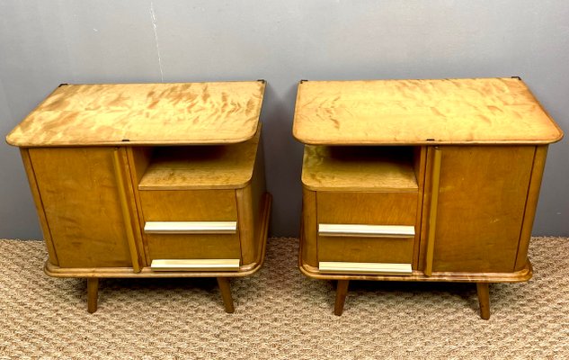 Art Deco German Maple Nightstands, 1930s, Set of 2-WZZ-715784