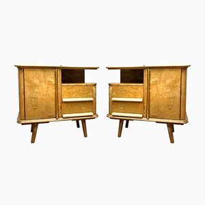 Art Deco German Maple Nightstands, 1930s, Set of 2-WZZ-715784