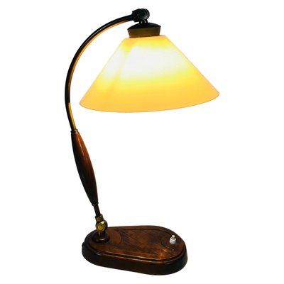 Art Deco German Wooden Table Lamp, 1940s-PUK-617876