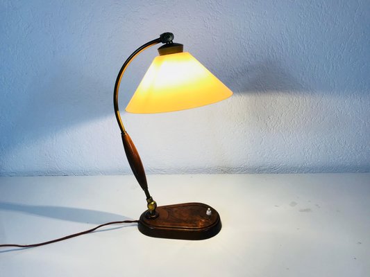 Art Deco German Wooden Table Lamp, 1940s-PUK-617876