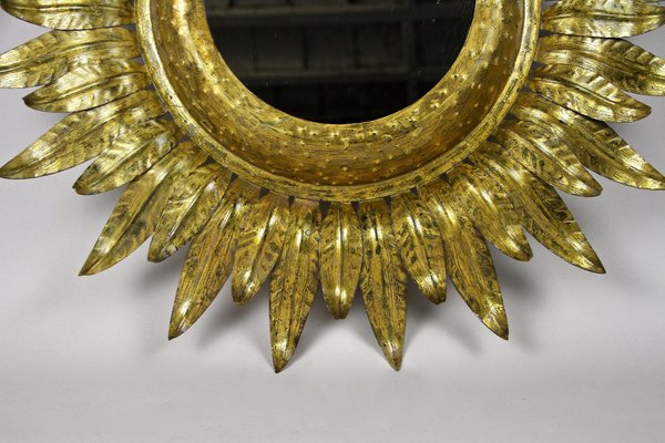 Art Deco Gilt Sunburst Wall Mirror, France, 1920s-TQA-1321951