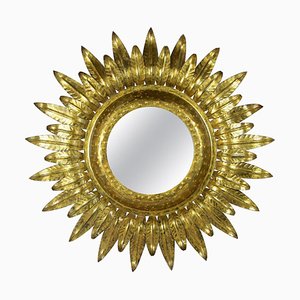 Art Deco Gilt Sunburst Wall Mirror, France, 1920s-TQA-1321951