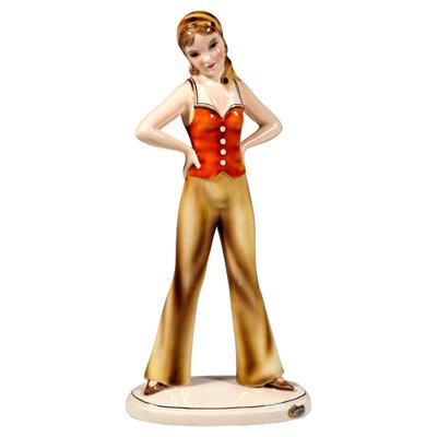 Art Deco Girl with Headscarf Figurine attributed to Stephan Dakon for Goldscheider, 1930s-EMT-1812082