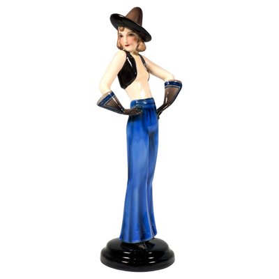 Art Deco Girl with Pointed Hat Figurine attributed to Stephan Dakon for Goldscheider, 1930s-EMT-1812081