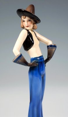 Art Deco Girl with Pointed Hat Figurine attributed to Stephan Dakon for Goldscheider, 1930s-EMT-1812081