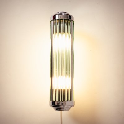 Art Deco Glass and Chrome Wall Light-NQU-1316824