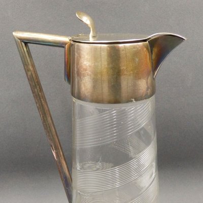 Art Deco Glass and Silver-Plated Carafe, 1930s-WK-1409404