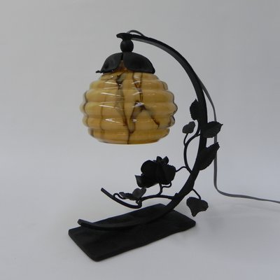 Art Deco Glass Ball and Steel Base Table Lamp-TL-1365191