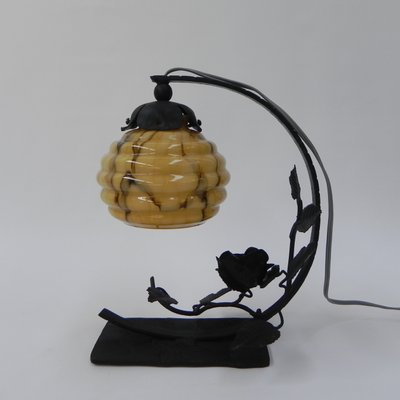 Art Deco Glass Ball and Steel Base Table Lamp-TL-1365191