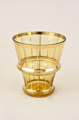 Art Deco Glass Decanter Set in Amber Colored Gilt, 1920, Set of 7-TQA-1327460