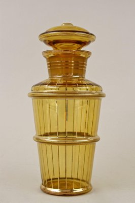 Art Deco Glass Decanter Set in Amber Colored Gilt, 1920, Set of 7-TQA-1327460