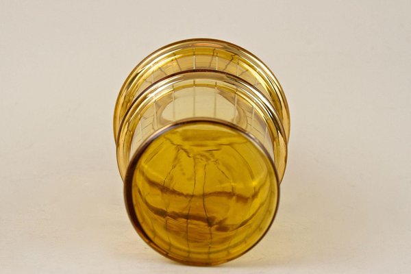 Art Deco Glass Decanter Set in Amber Colored Gilt, 1920, Set of 7-TQA-1327460