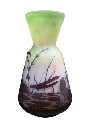 Art Deco Glass Paste Vase with Grasshopper Decor-RIK-1781066