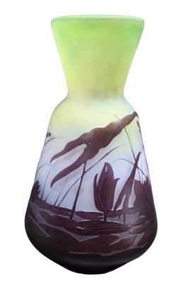 Art Deco Glass Paste Vase with Grasshopper Decor-RIK-1781066