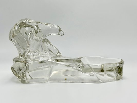 Art Deco Glass Polar Bear Ashtray attributed to Karel Zentner for Glasswork Libochovice, 1930s-ZCY-1750473