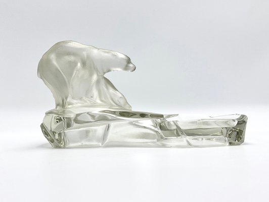 Art Deco Glass Polar Bear Ashtray attributed to Karel Zentner for Glasswork Libochovice, 1930s-ZCY-1704831