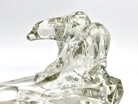 Art Deco Glass Polar Bear Ashtray attributed to Karel Zentner for Glasswork Libochovice, 1930s-ZCY-1750473