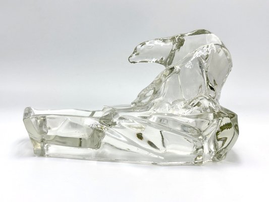 Art Deco Glass Polar Bear Ashtray attributed to Karel Zentner for Glasswork Libochovice, 1930s-ZCY-1750473