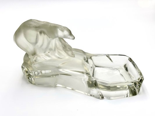 Art Deco Glass Polar Bear Ashtray attributed to Karel Zentner for Glasswork Libochovice, 1930s-ZCY-1704831