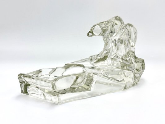 Art Deco Glass Polar Bear Ashtray attributed to Karel Zentner for Glasswork Libochovice, 1930s-ZCY-1750473