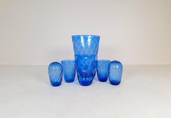 Art Deco Glass Sculptured Handcrafted Vases by Reijmyre, Sweden, 1930s, Set of 6-UYK-1371212